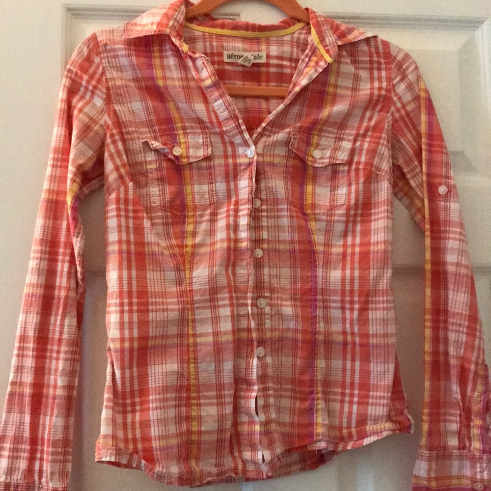 Pink/Orange/Yellow Flannel Top